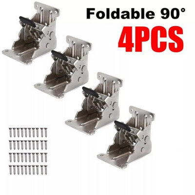 4x Folding Table Chair Leg Hinges 90 Degree Self-Locking Bracket Hinge Hardware