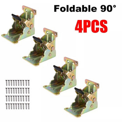 4x Folding Table Chair Leg Hinges 90 Degree Self-Locking Bracket Hinge Hardware