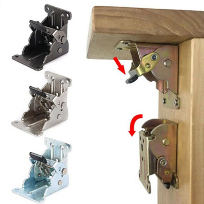4x Folding Table Chair Leg Hinges 90 Degree Self-Locking Bracket Hinge Hardware