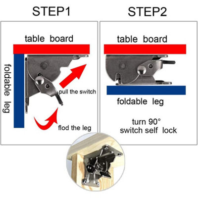 4x Folding Table Chair Leg Hinges 90 Degree Self-Locking Bracket Hinge Hardware