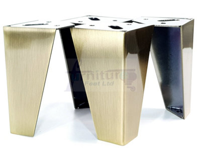 4x FURNITURE FEET METAL ANTIQUE BRUSHED BRASS FURNITURE LEGS  SOFAS CHAIRS STOOLS 125mm HIGH CWC1102 PreDrilled