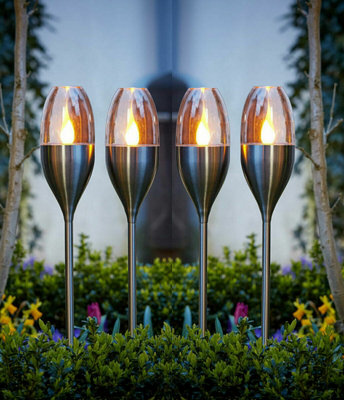 4x Garden Solar Stake Lights Lamps