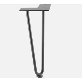 4x Hairpin Legs Hair Pin Legs Set for Furniture Bench Desk Table Metal Steel DIY 2 Prong (12mm)  30.4cm - 12"