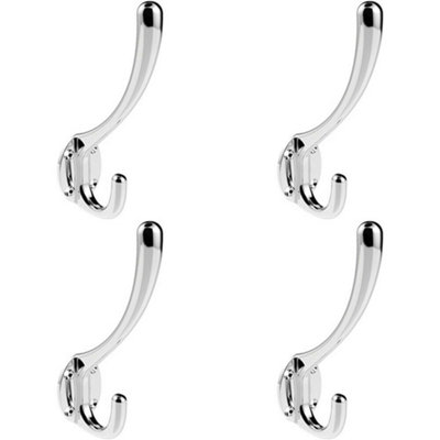 4x Heavyweight One Piece Hat & Coat Hook 76mm Projection Polished Chrome