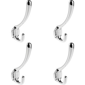 4x Heavyweight One Piece Hat & Coat Hook 76mm Projection Polished Chrome