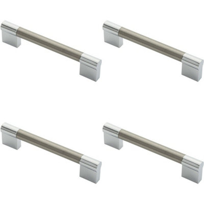 4x Keyhole Bar Pull Handle 140 x 14mm 128mm Fixing Centres Satin Nickel & Chrome