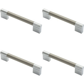 4x Keyhole Bar Pull Handle 140 x 14mm 128mm Fixing Centres Satin Nickel & Chrome