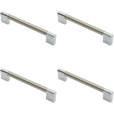 4x Keyhole Bar Pull Handle 172 x 14mm 160mm Fixing Centres Satin Nickel & Chrome