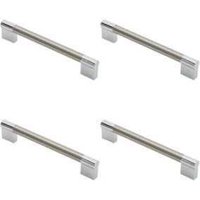 4x Keyhole Bar Pull Handle 172 x 14mm 160mm Fixing Centres Satin Nickel & Chrome
