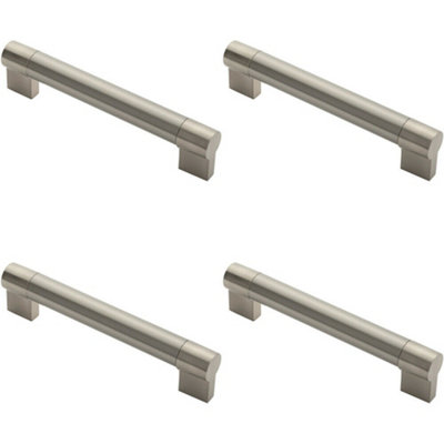 4x Keyhole Bar Pull Handle 185 x 22mm 160mm Fixing Centres Satin Nickel & Steel Price Comparisons | Compare The Build