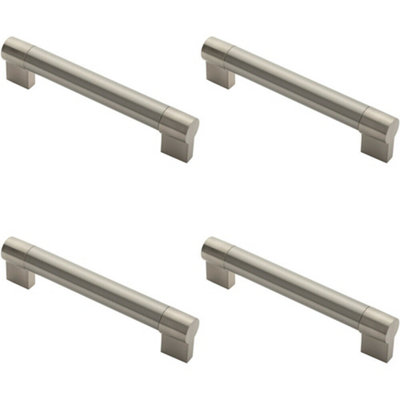 4x Keyhole Bar Pull Handle 185 x 22mm 160mm Fixing Centres Satin Nickel & Steel