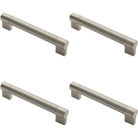 4x Keyhole Bar Pull Handle 185 x 22mm 160mm Fixing Centres Satin Nickel & Steel