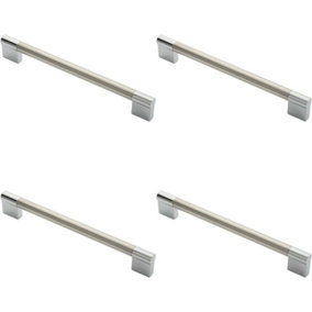 4x Keyhole Bar Pull Handle 204 x 14mm 192mm Fixing Centres Satin Nickel & Chrome