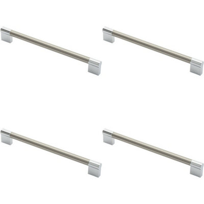 4x Keyhole Bar Pull Handle 236 x 14mm 224mm Fixing Centres Satin Nickel & Chrome