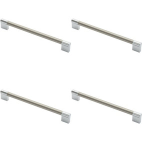 4x Keyhole Bar Pull Handle 236 x 14mm 224mm Fixing Centres Satin Nickel & Chrome
