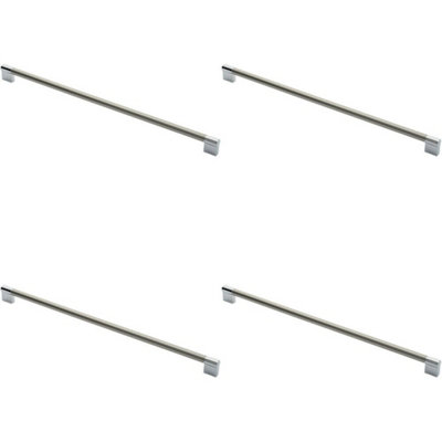 4x Keyhole Bar Pull Handle 460 x 14mm 448mm Fixing Centres Satin Nickel & Chrome