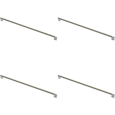 4x Keyhole Bar Pull Handle 588 x 14mm 576mm Fixing Centres Satin Nickel & Chrome