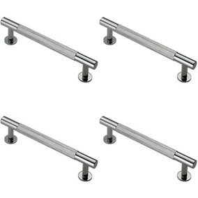 4x Knurled Bar Door Pull Handle 158 x 13mm 128mm Fixing Centres Chrome