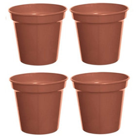 4X Large Plastic Plant Pot 17.8cm 7 Inch Cultivation Pot Terracotta Colour