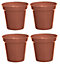 4x Large Plastic Plant Pot 20cm 8 Inch Cultivation Pot Terracotta Colour