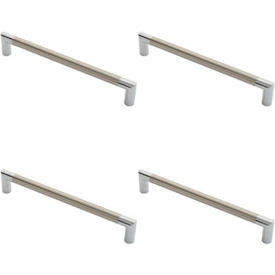 4x Larged Round Bar Mitred Door Handle 325 x 19mm Polished Chrome Satin Nickel