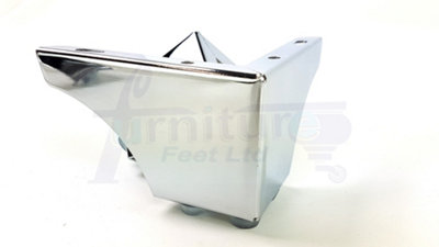 4x Metal Furniture Legs 70mm High Chrome Feet PreDrilled Self Fixing Chairs Sofas Stools Beds Cabinets