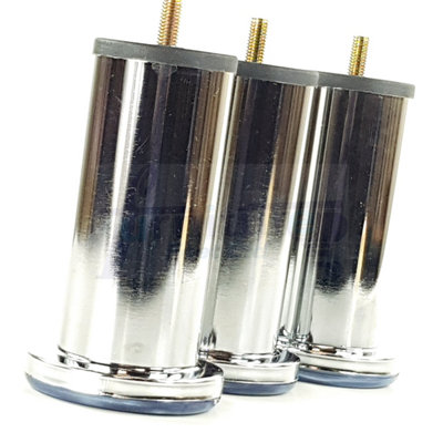 4x METAL CHROME LEGS FURNITURE FEET SOFA BEDS CHAIRS STOOLS CABINET 120mm HEIGHT | UK