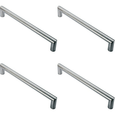 4x Mitred Round Bar Pull Handle 106 x 10mm 96mm Fixing Centres Satin Steel