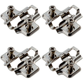 4x Mounting Plate for Soft Close Hinges with Euro Screw Bright Zinc Plated