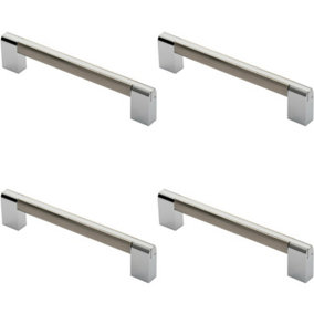 4x Multi Section Straight Pull Handle 160mm Centres Satin Nickel Polished Chrome