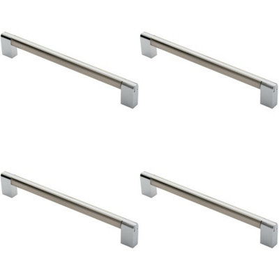 4x Multi Section Straight Pull Handle 224mm Centres Satin Nickel Polished Chrome