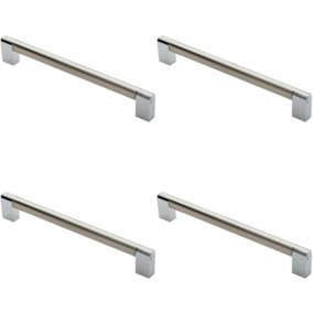 4x Multi Section Straight Pull Handle 224mm Centres Satin Nickel Polished Chrome