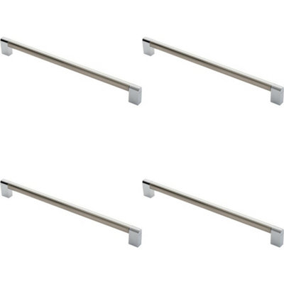 4x Multi Section Straight Pull Handle 320mm Centres Satin Nickel Polished Chrome