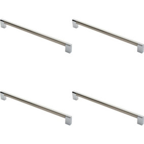 4x Multi Section Straight Pull Handle 320mm Centres Satin Nickel Polished Chrome
