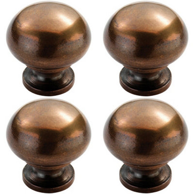 4x Mushroom Cupboard Door Knob 30mm Diameter Solid Bronze Cabinet Handle