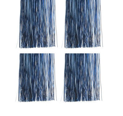 4x Night Blue Lametta Foil Tinsel Garland Strand Christmas Tree Decor 50cm x 40cm