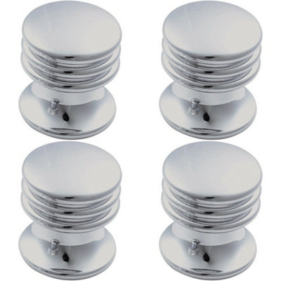 4x One Piece Textured Cupboard Door Knob 15.5mm Diameter Polished Chrome