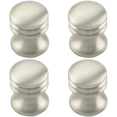 4x One Piece Textured Cupboard Door Knob 15.5mm Diameter Satin Nickel
