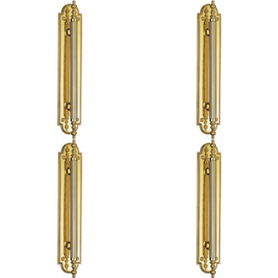 4x Ornate Textured Door Pull Handle 229 x 29mm Fixing Centres Polished Brass