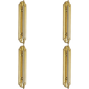 4x Ornate Textured Door Pull Handle 229 x 29mm Fixing Centres Polished Brass