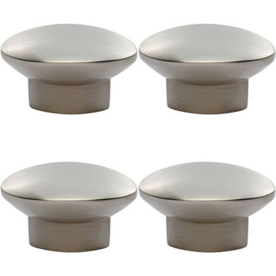 4x Oval Cupboard Door Knob 41 x 20mm 24mm Proj Satin Nickel Cabinet Handle Price Comparisons | Compare The Build