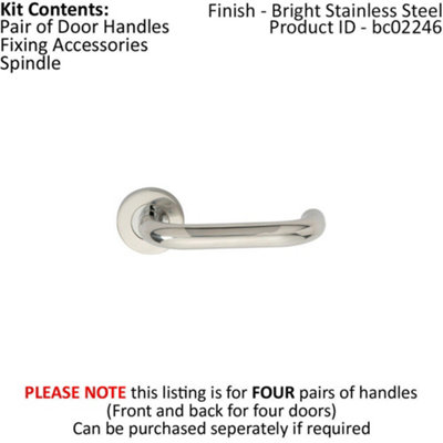 4x PAIR 19mm Round Bar Safety Handle on Round Rose Concealed Fix ...