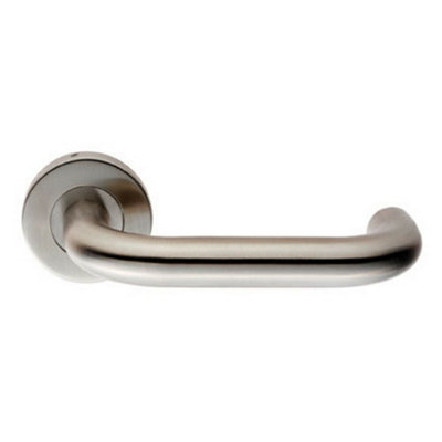 4X PAIR 19MM ROUND BAR SAFETY HANDLE ON ROUND ROSE CONCEALED FIX SATIN ...