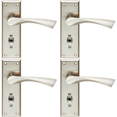 4x PAIR Angular Lever on Bathroom Backplate Door Handle 150 x 50mm ...