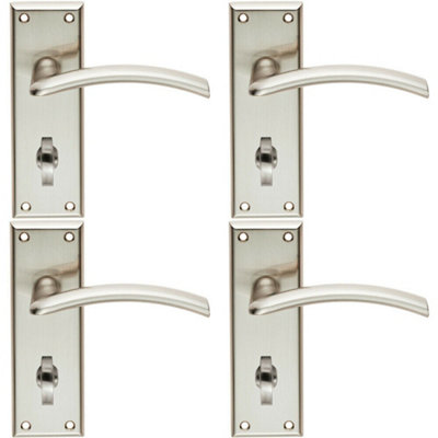 4x PAIR Arched Lever on Bathroom Backplate Door Handle 150 x 50mm Satin Nickel