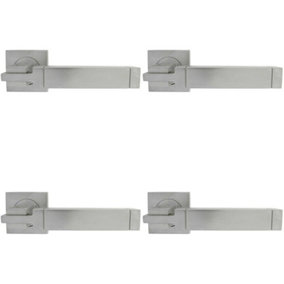 4x PAIR Cube Lever on Square Rose Etched Detailing Concealed Fix Satin Chrome