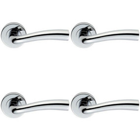 4x PAIR Curved Flowing Flared Handle Concealed Fix Round Rose Polished Chrome