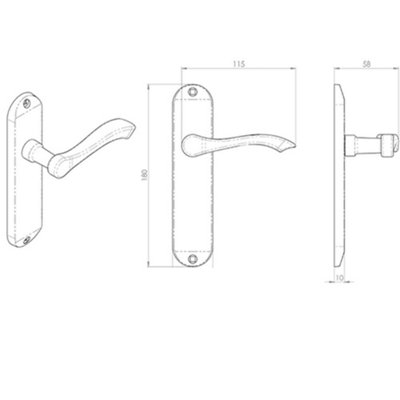 4x PAIR Curved Handle on Chamfered Latch Backplate 180 x 40mm Satin Chrome