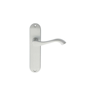 4x PAIR Curved Handle on Chamfered Latch Backplate 180 x 40mm Satin Chrome