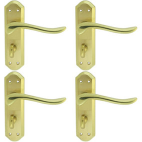 4x PAIR Curved Lever on Sculpted Bathroom Backplate 180 x 48mm Dual Brass